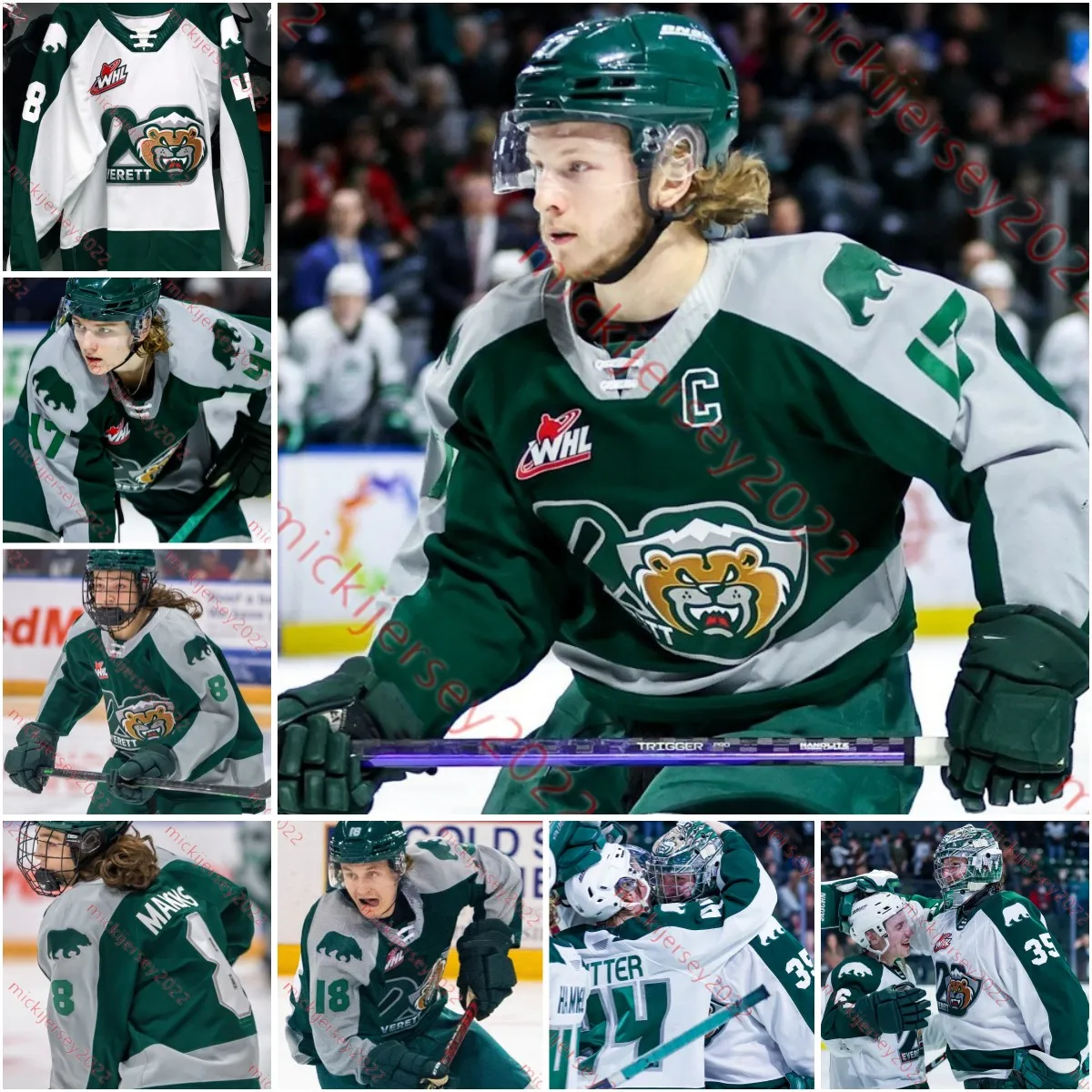 Ben Hemmerling Everett Silvertips Hockey Jesse Jesse Heslop Eric Vince Lamanna 8 Evan Makokis 35 Tim Metzger Custom Stitched Mens Youth Everett Jerseys