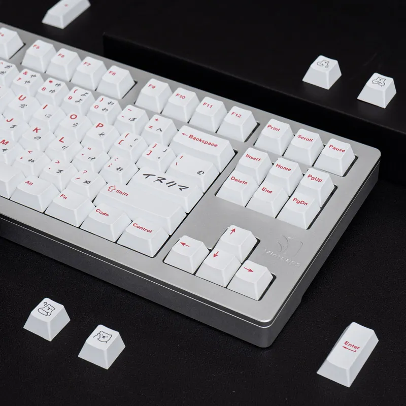 GMK White Bear 139 touches cerise profil PBT Keycap japonais personnalisé personnalité Keycaps pour clavier mécanique 61/64/68/75/84