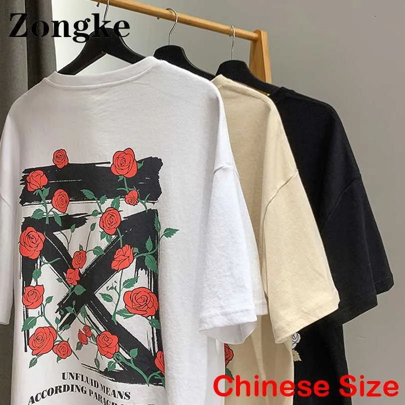 男性S 30歳30歳と女性の3人のZongke Print Tシャツ衣類Chineeサイズ2xl Streetwear 'Style Harajuku 2022 Spring New