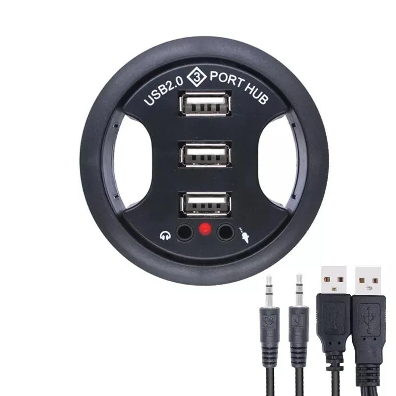 Adaptateur de montage de bureau Audio avec œillets de bureau Hub USB 2.0, montage à 3 ports dans le bureau, Ports multiples USB 2.0