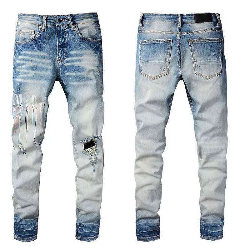 Mens Fashion Designer Skinny Straight Slim Ripped Jean elastic Casual Motorcycle Biker Stretch Denim Trouser Classic Pants jeans 