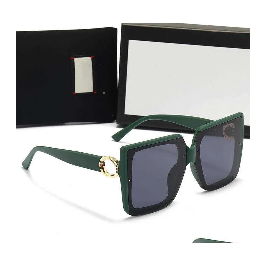 Sonnenbrille Sommer Qualität Berühmte Übergroße Flache Top Damen Sonnenbrille Kette Frauen Quadratische Rahmen Modedesigner Mit Verpackung Box DHLZR