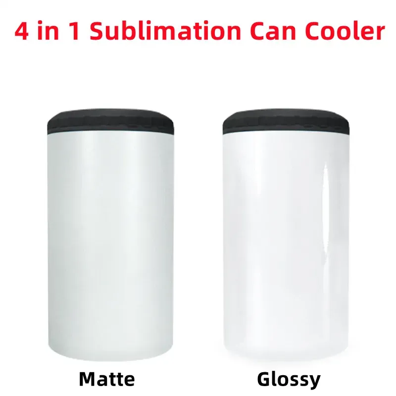 Sublimazione da 16 once 4 in 1 OPACO Can Cooler Bicchiere dritto Acciaio inossidabile Can Isolante Bottiglia isolata sotto vuoto Lattina per isolamento freddo con 2 coperchi