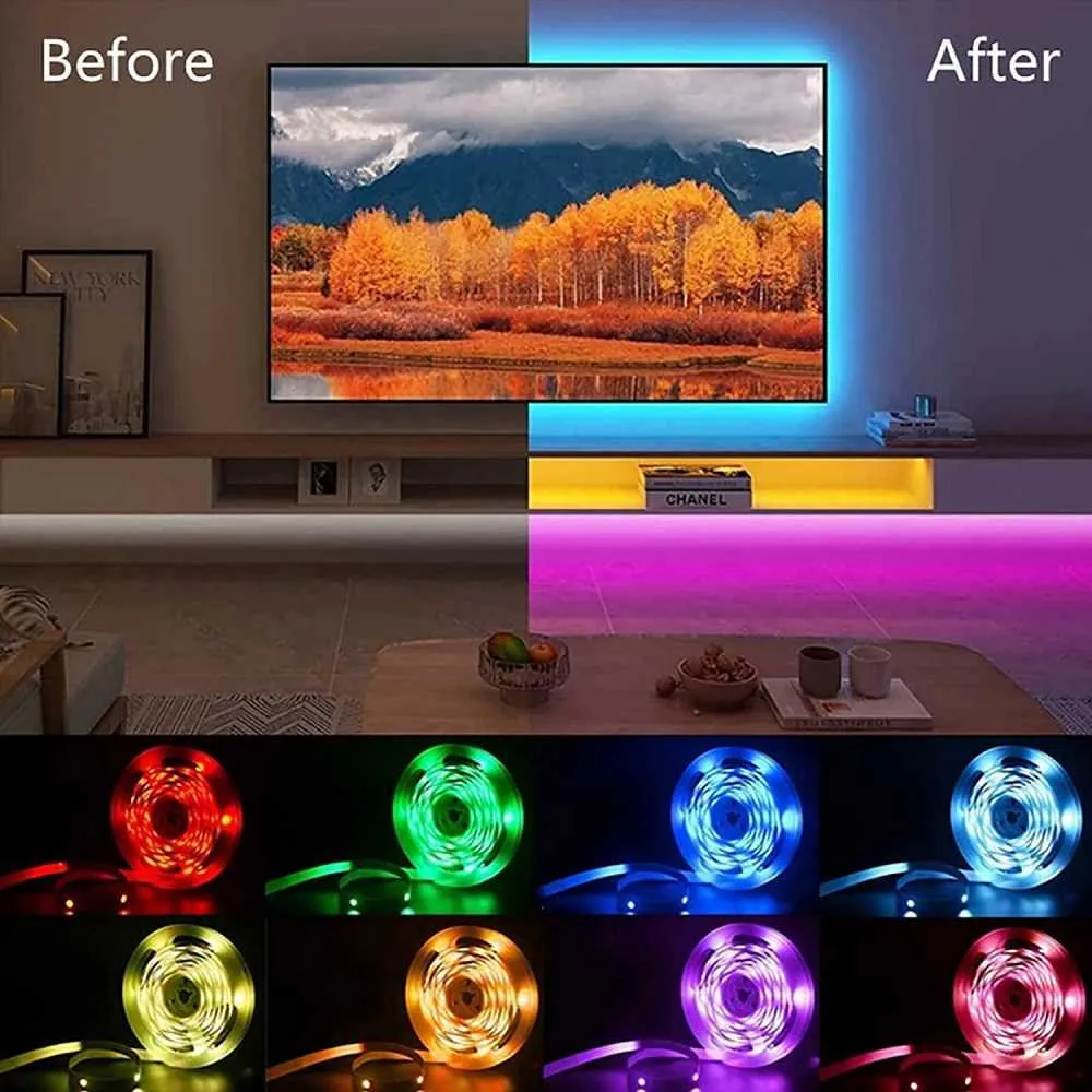 RGB 5050 Led Strip Light Bluetooth App Control 5V USB Led Tape Flexible  Ribbon Diode Tape for TV Backlight Room Decoration