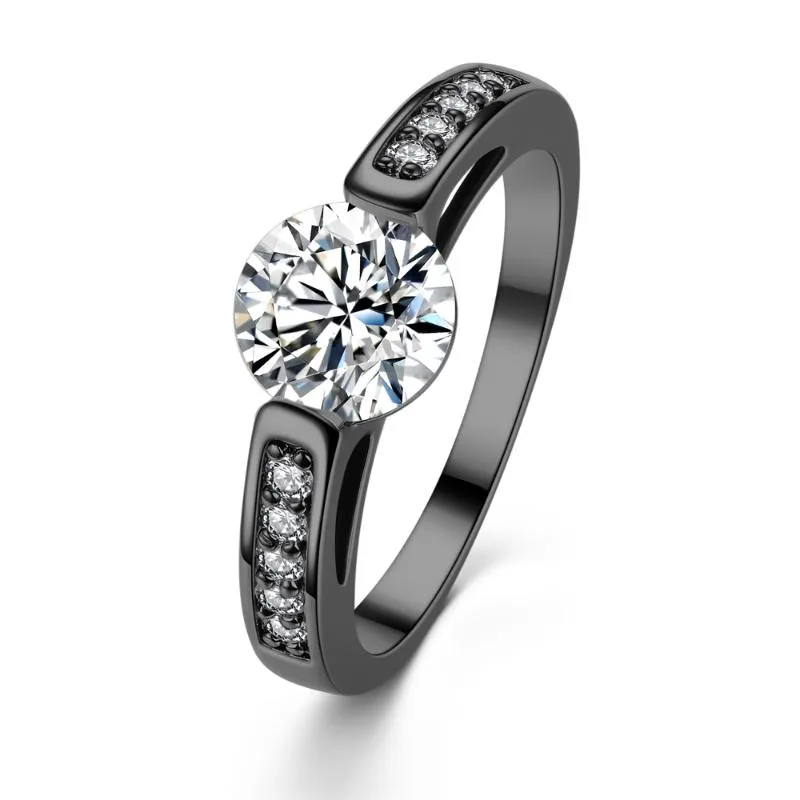 Anneaux de mariage ZSS grande bague femme pour femmes à la mode Vintage couronne fiançailles noir or pierre bijoux