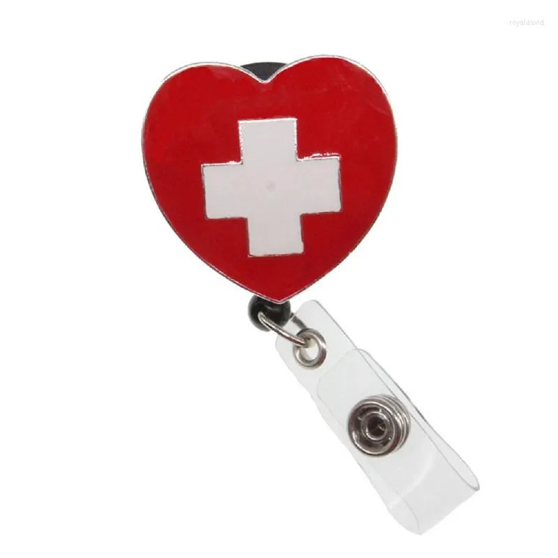 Spille 10 pezzi regalo a forma di cuore smaltato porta bobina retrattile/porta badge identificativo