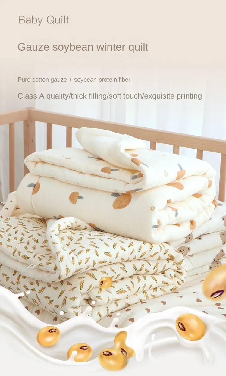 Soft Muslin Winter Quilt for Baby Crib Thick Infant Bedding Kindergarten Children s Bed Quilted baby blanket 110X130cm