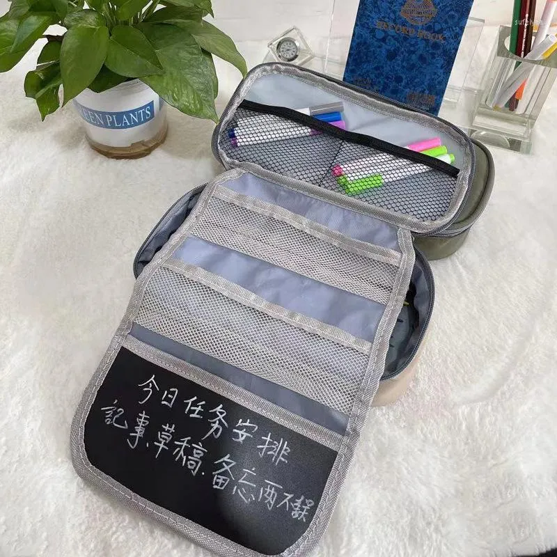 Ultra -kapacitet Pen Bag Pencil Box Simple Creative Stationery Design Byggd -in whiteboard kan vara utkast