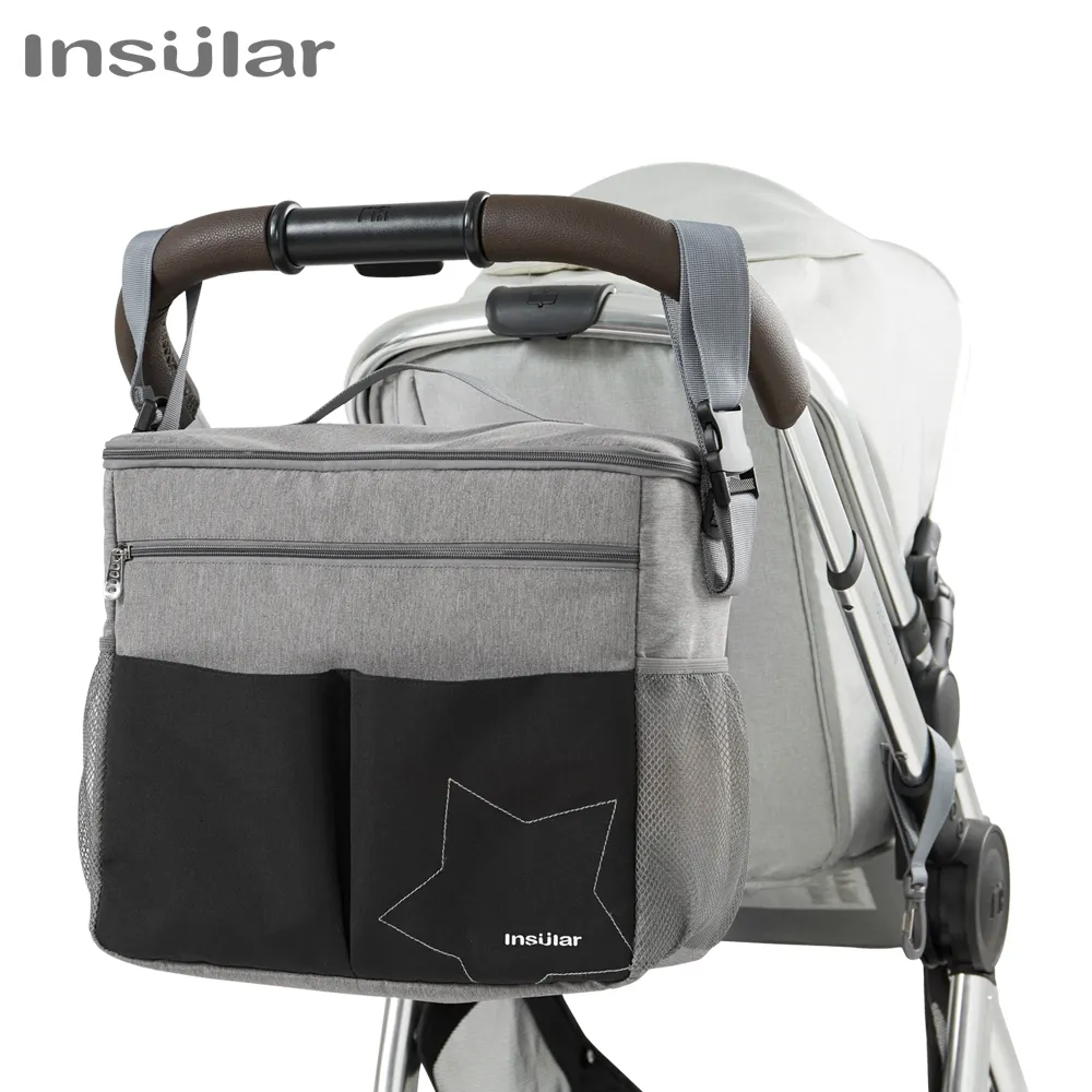 Wickeltaschen Insular Babywindeltasche Outdoor-Reise Mamatasche für Kinderwagen Große Kapazität Isolierung Stilltasche Polyester Solide Wickeltasche 230316