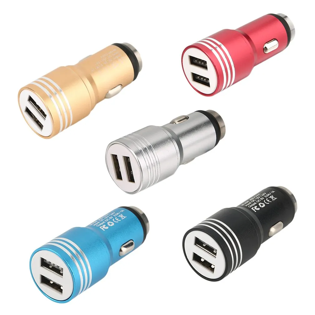 Metalllegierauto -Ladegeräte 2 Ports 2.1A 1.0A Lade Aluminium Dual USB Socket Adapter für Mobiltelefon