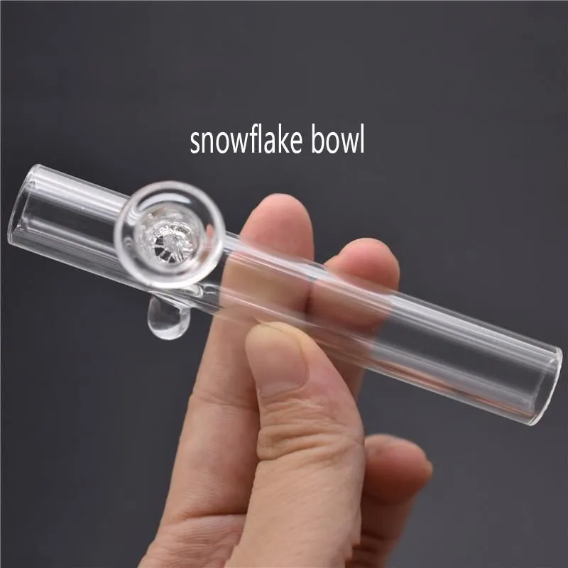 Partihandel billig mini 4 tum glas handsked rör med snöflinga skål vattenpipa glasrökning tobaksrör