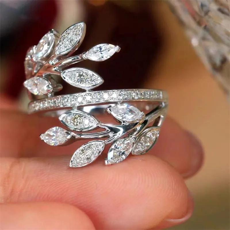 2022 Flower Finger Ring AAAAA Zircon 925 Sterling Silver Engagement Wedding Band Rings for Women Men Birthday Party Jewelry