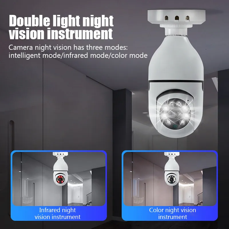 Cámara de vigilancia con bombilla 5G, visión nocturna a todo Color,  seguimiento humano automático, Zoom, Monitor