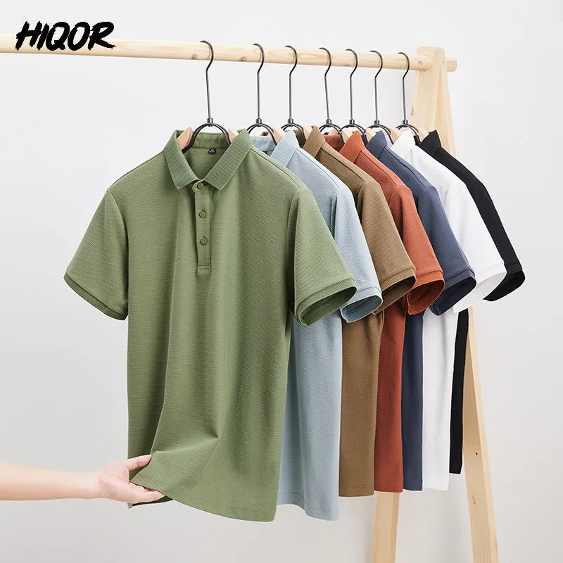 Erkek Polos Hiqor Moda 7 Renk Polo Tees Erkekler Yaz Temel Modelleri Beyefendi Sıradan Pamuk Polo Gömlek İpek Malzeme Katı Üstler Tişörtler 230316