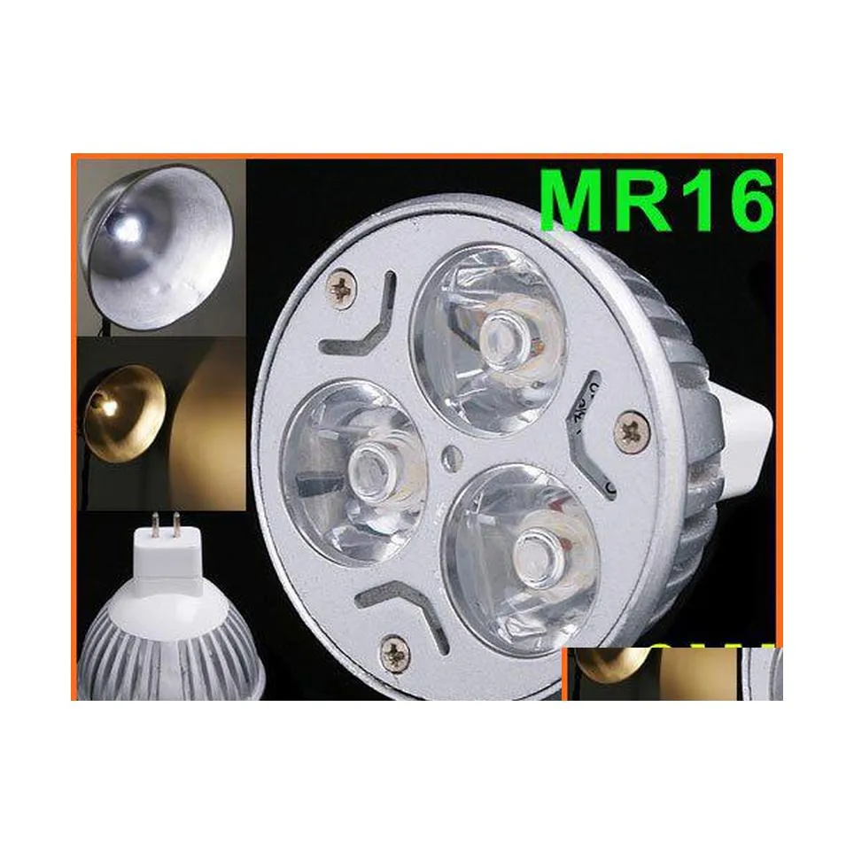 LED 전구 100pcs 12V 3W 3X1W MR16 GU5.3 화이트 라이트 램프 BB 스포트라이트 스팟 DHS FedEx 드롭 배달 조명 조명 BBS DHH9I