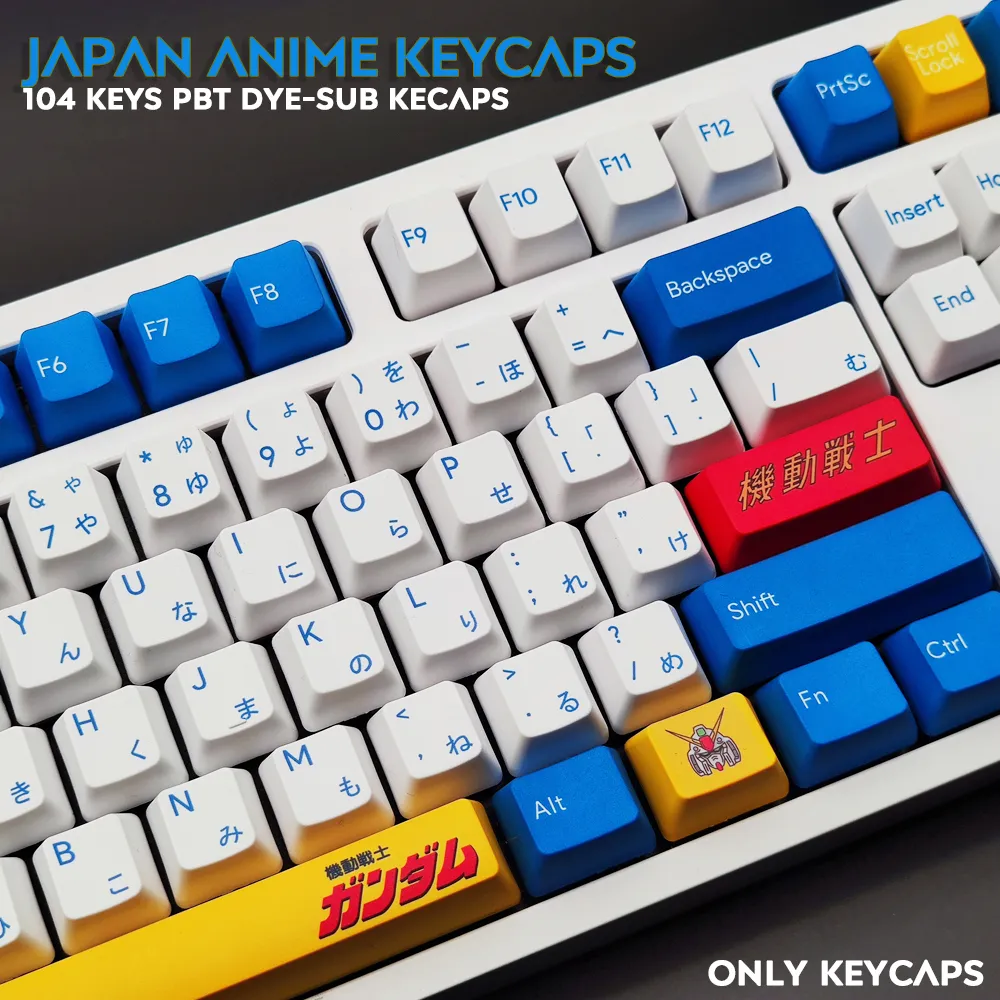 Japan Anime 117 Keys OEM Profile PBT KeyCap Japanese English Custom Personality KeyCaps för Mechanical Keyboard 61/64/68/75/84