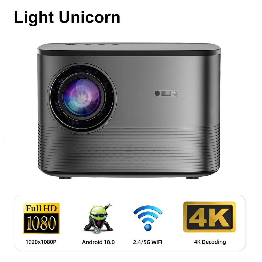 Projektory Light Unicorn X9 Wsparcie 4K Projektor 7000 Łudzki 1080p Projekt LED PROJETOR Android 5G WiFi Electric Focus Smart TV Theatre Homeate 230316