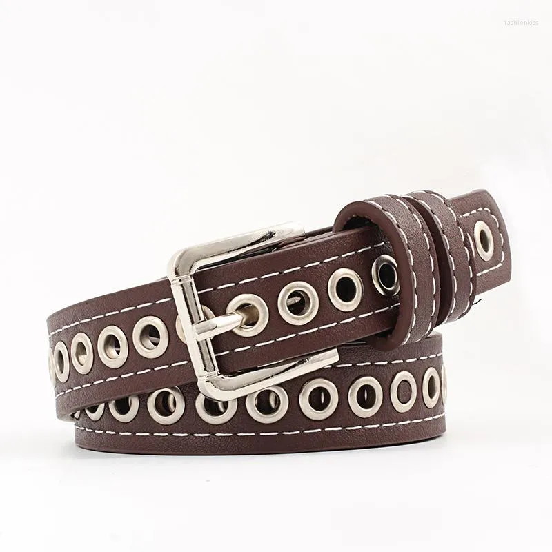 Belts Leather For Women Fashion Jeans Retro Simple Square Buckle Female Pin Denim Dress Belt Sword Goth Luxury Punk Gothic