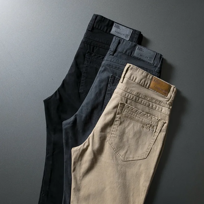Мужские брюки 3 цвета весна летняя осенняя мода Straight Men Smart повседневные штаны 97% хлопок 3% спандекс мужчина хаки плюс размер 40 230316