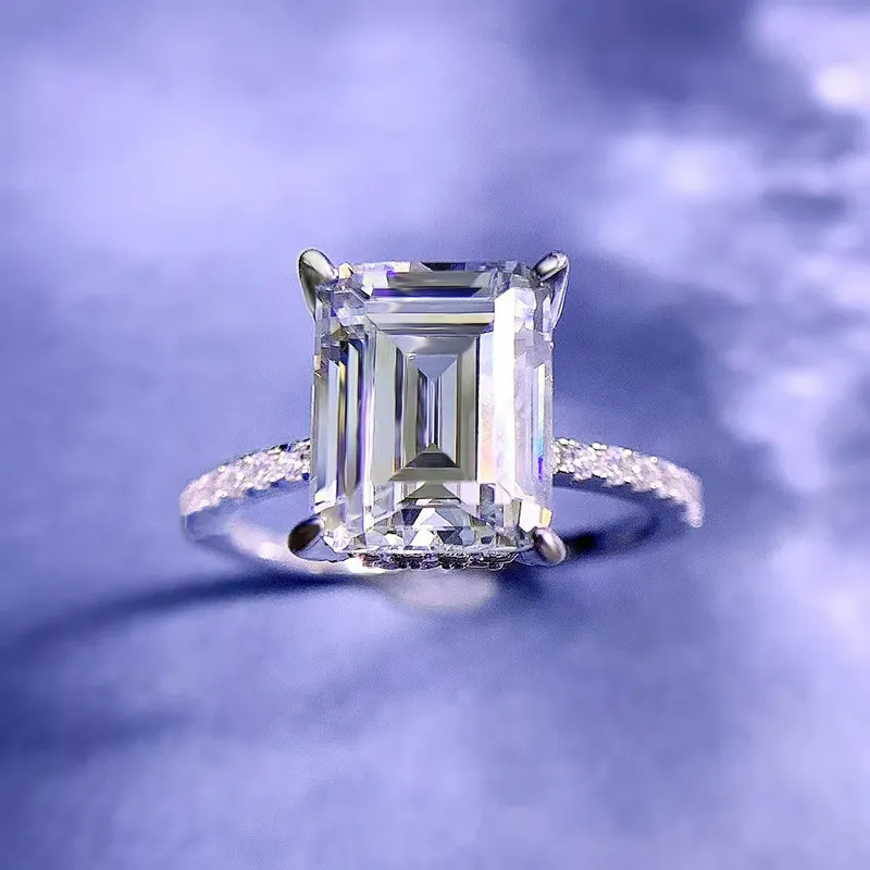 Роскошь 3CT Lab Diamond Ring 100% Реал 925 Серебряные серебряные обручальные кольца для женщин для женских свадебных украшений