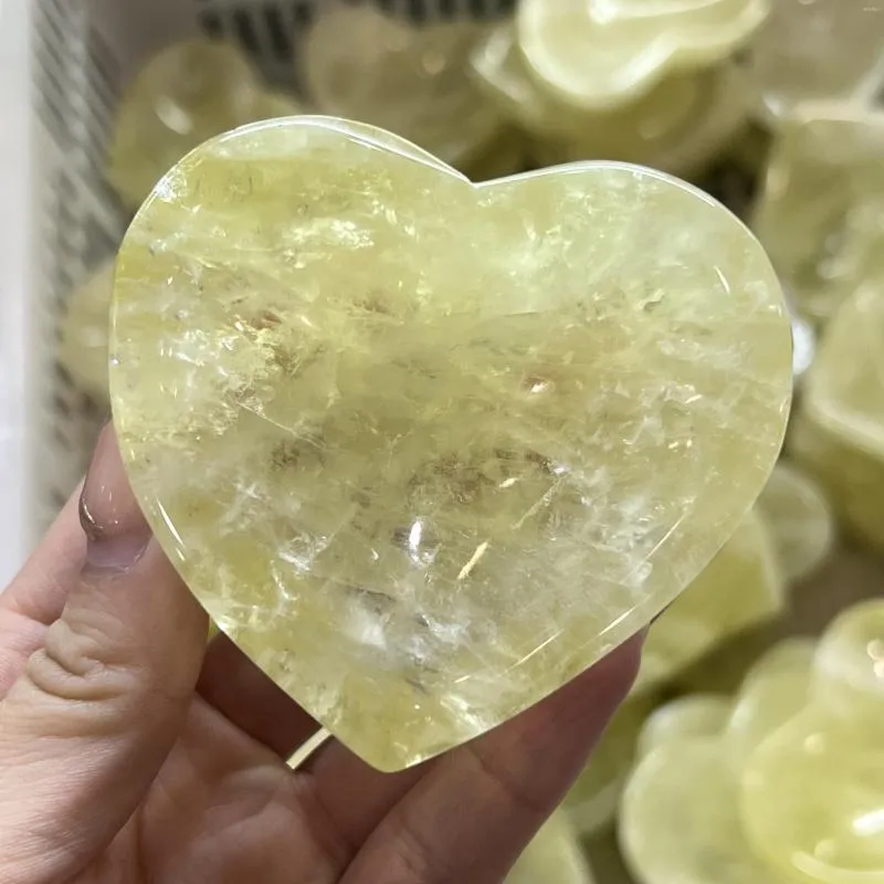 Decoratieve beeldjes natuurlijke citrien kwarts stenen kom gesneden hartvorm kristal beeldje chakra