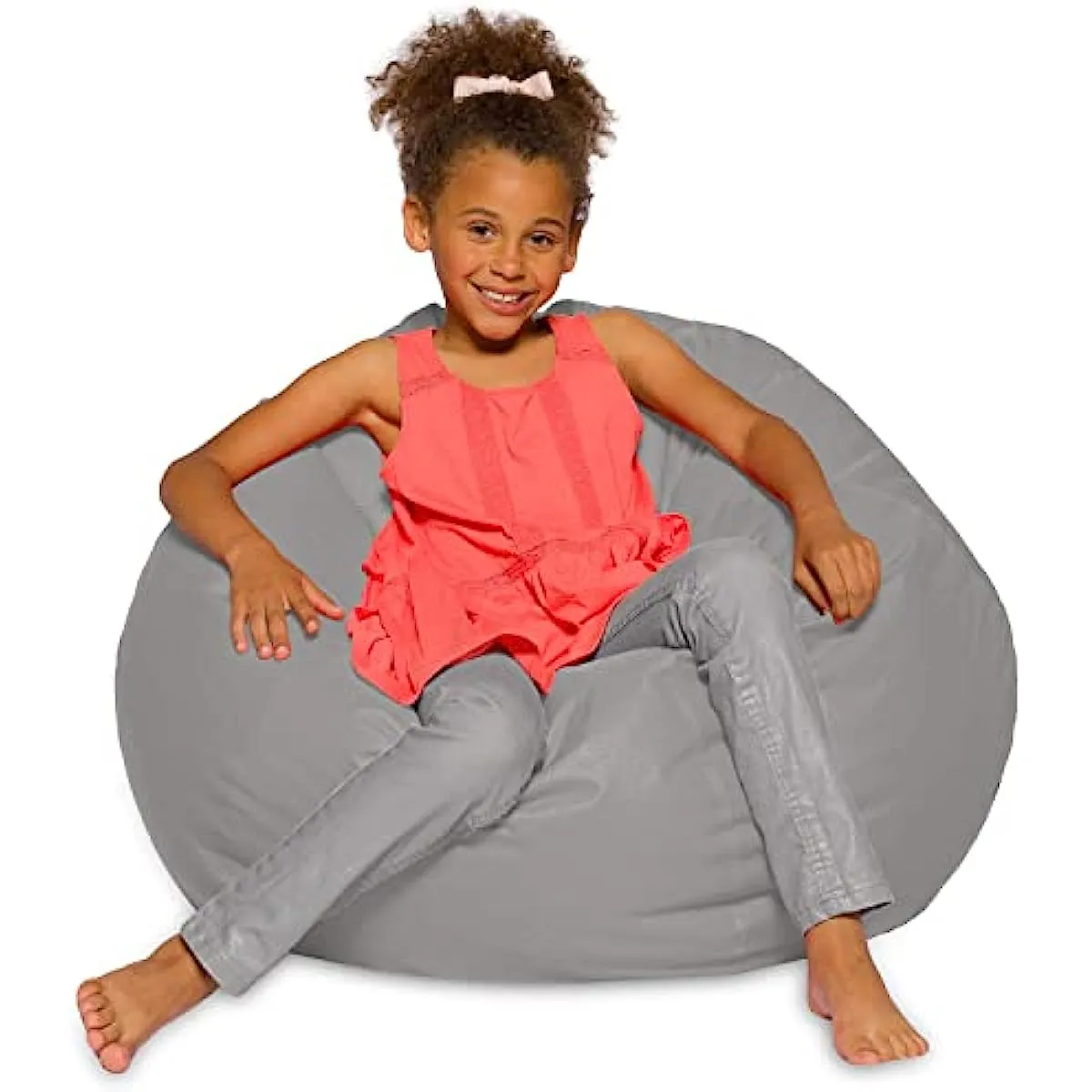 Posh Creations Bean Bag Chair for Kids Teens Adults Includes Removable and Hine Washable Cover Solid Gray 38in Large