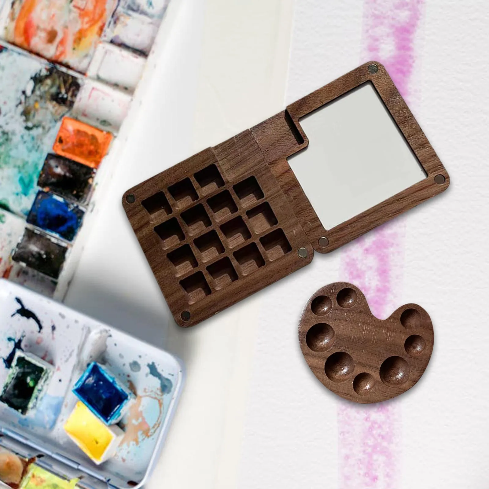 Portable 15 Grid Walnut Oak Watercolor Paint Dessert Box Mini Acrylic  Palette With Square Tray For Artists From Electronicworlduu, $23.24