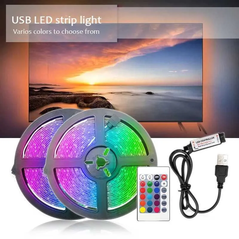 Bandes LED Led Tv Usb Bande Rgb 2835 Diode Bande Contrôleur Bluetooth Coloré Enfants Dans La Chambre Blanc Led Ruban 5V Led Line Lighting P230315