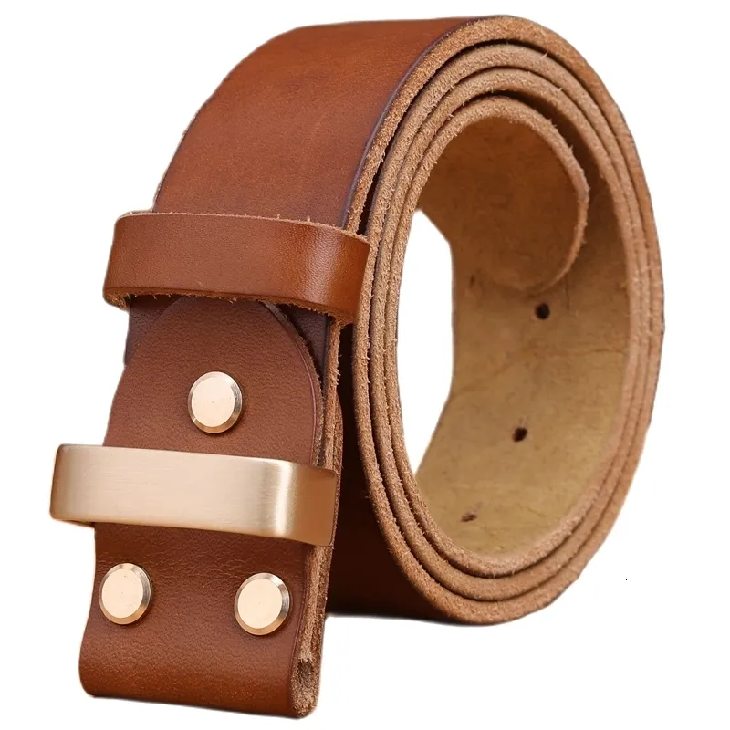 Cinture cintura in pelle senza fibbia liscia dorata per cinture da uomo cowboy di lusso marrone cammello abbina fibbia di marca famosa 3,8 cm alta qualità 230314