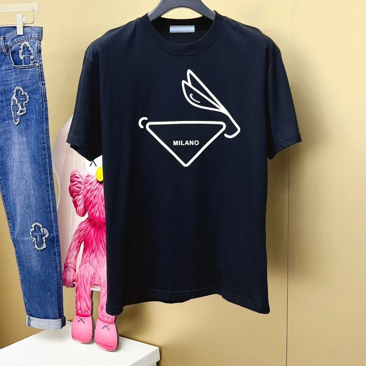 Italie MILANO Designer Hommes T-shirts Poitrine Lettre Imprimer Manches Courtes High Street Lâche Oversize Mode Casual T-shirt Pur Coton Tops pour Hommes et Femmes