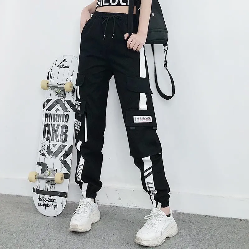 Women's Pants Capris Women Elastic Waist Loose Streetwear Cargo Pants Female Fashion Ankle-length Jogging Trousers Ladies Plus Szie Casual Pants 230316