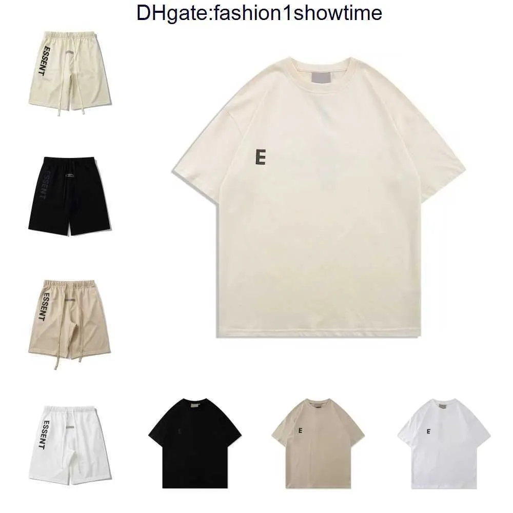 Ess Moda Uomo Donna T Shirt Petto Lettere tridimensionali in silicone Magliette in cotone Skateboard Hip Hop Oversize High Street Coppie unisex