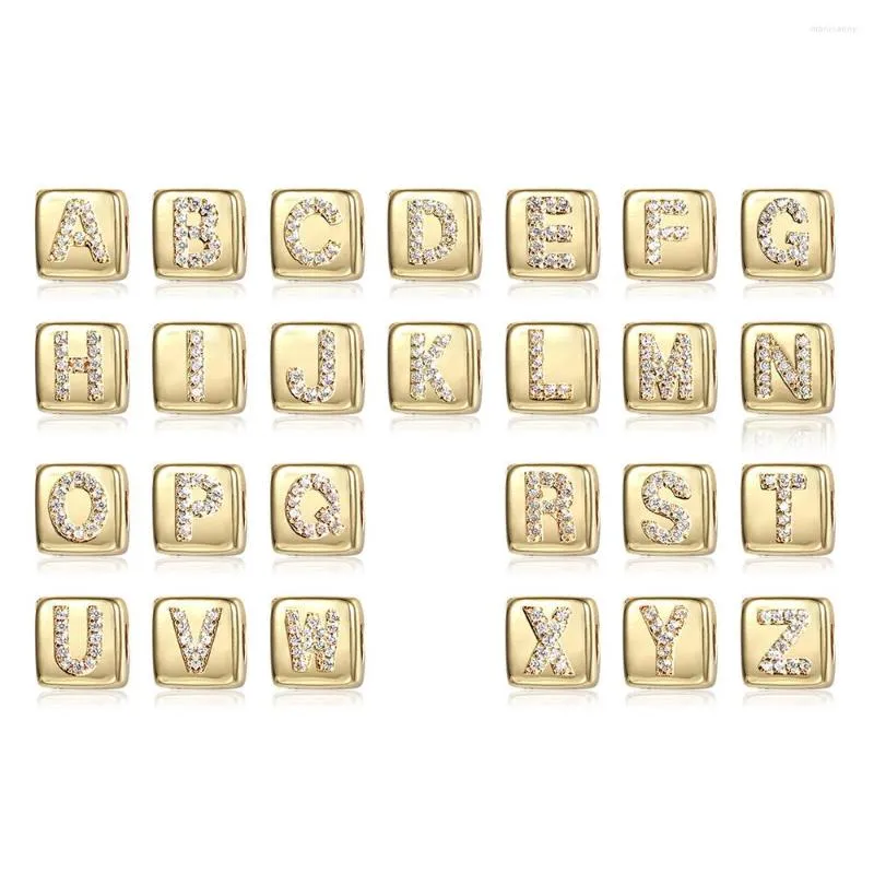 Anhänger Halsketten 26 teile/los DIY Alphabet Cube Micro Pave Kupfer CZ Quadrat Charme Name Persönliche Schmuck Großhandel Top Qualität GPM30