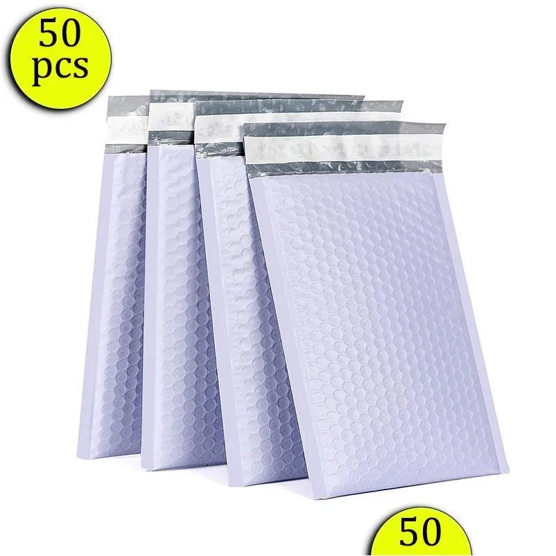 Verpakkingszakken Lavendel Purple Bubble Mailer 50 stks Poly Gevotte mailing -enveloppen voor verpakking Zelfafdichte zak Pad Drop levering Kantoor Dhlch