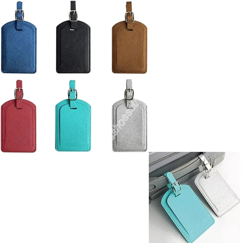 Women Men PU Leather Luggage Tag Suitcase Identifier Label Baggage Boarding Bag Tag Name ID Address Holder Travel Accessories