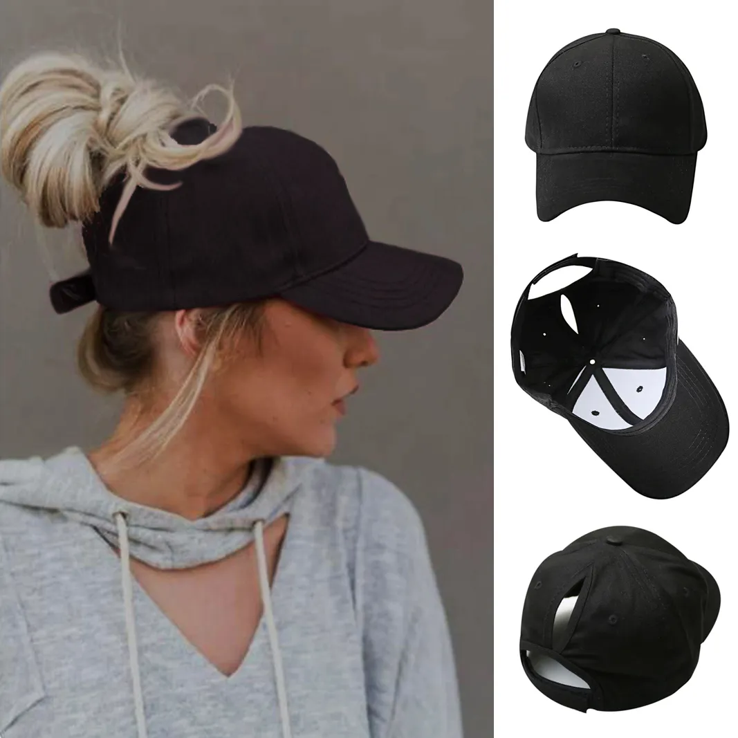 Save Big on Bulk High Ponytail Baseball Cap Ponytail Baseball Cap Women's Solid Color Running Hat For High Bun Messy Hair Spring Summer Sunhat