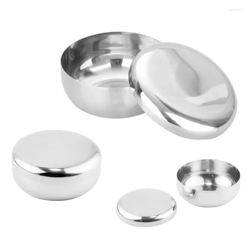 Bowls 8.5/10.5/12cm Korean Stainless Steel Cooked Rice Bowl Dish Korea Warm Traditional With Lid Tableware Kitchen Accessories