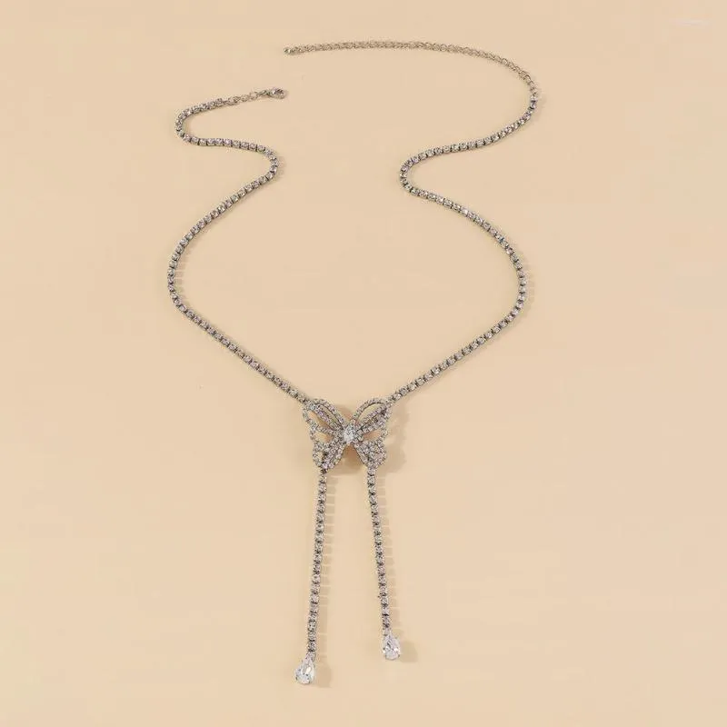 Hanger kettingen dames ketting elegante hypoallergeen decoratieve bling strass vlinders lange keten vrouwen voor dating