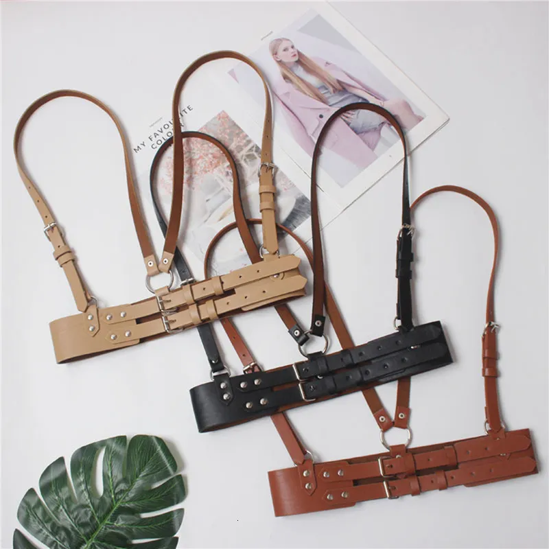 7656 Punk Womens Waist Belt Adjustable Suspenders Straps Pu Leather Harness Ulekuke Punk Black Leather Body Harness Belt for Women  main image 3