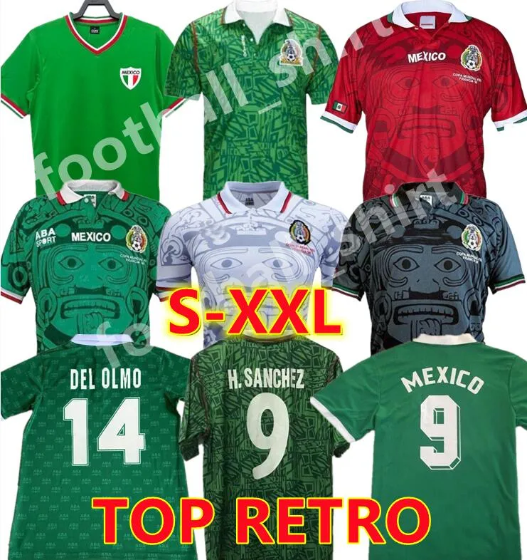 Meksyk 1970 Retro Blanco Soccer Jerseys 1986 1994 1998 2006 Hernandez H.Sanchez Football Shirt Luis Garcia Campos Ancient Maillot