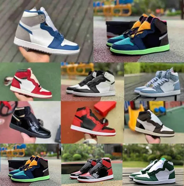 Chicago Lost Found Jumpman 1 1s Chaussures de basket OG Bio Hack Obsidian Bred True Dark Marina Blue CHILL Green Toe New Love Pollen Seafoam Designer Sports Sneakers