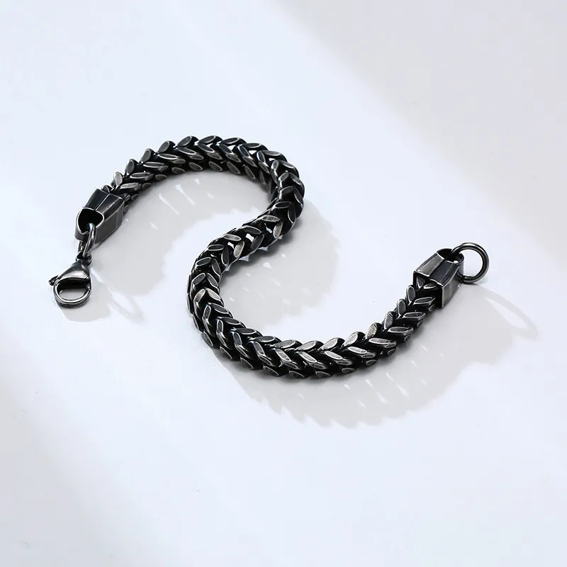 Herrens rostfritt stål dubbel Franco Chain Armband Square Link Chain Bangle 6mm 8.66 tum Silver Golden Black Välj