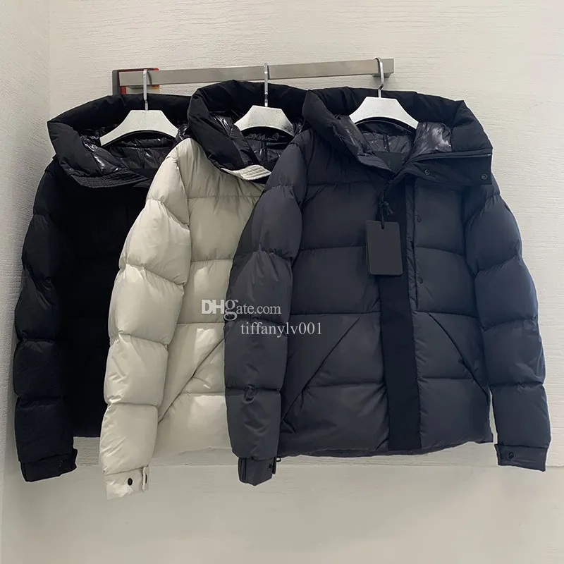 Mens Madeira Puffer Down Jackets, 후드 겨울 재킷, 엠보싱 된 편지 플래커 ooterwear 코트