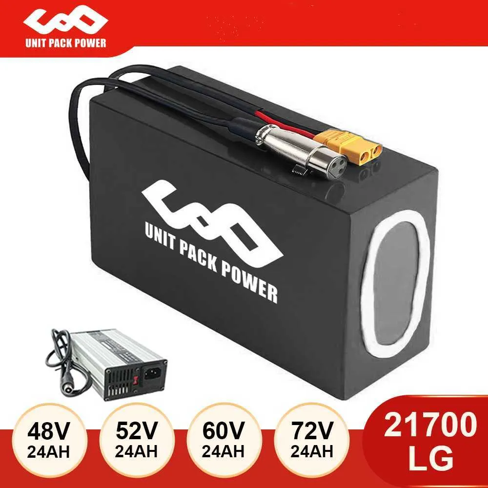 48V 30AH Lithium Ion Batterij PVC 52V 21700 LG Lithium Pack Batterij Waterdicht voor 3000W 1800W 1500W 1000W 750W 500W Motor