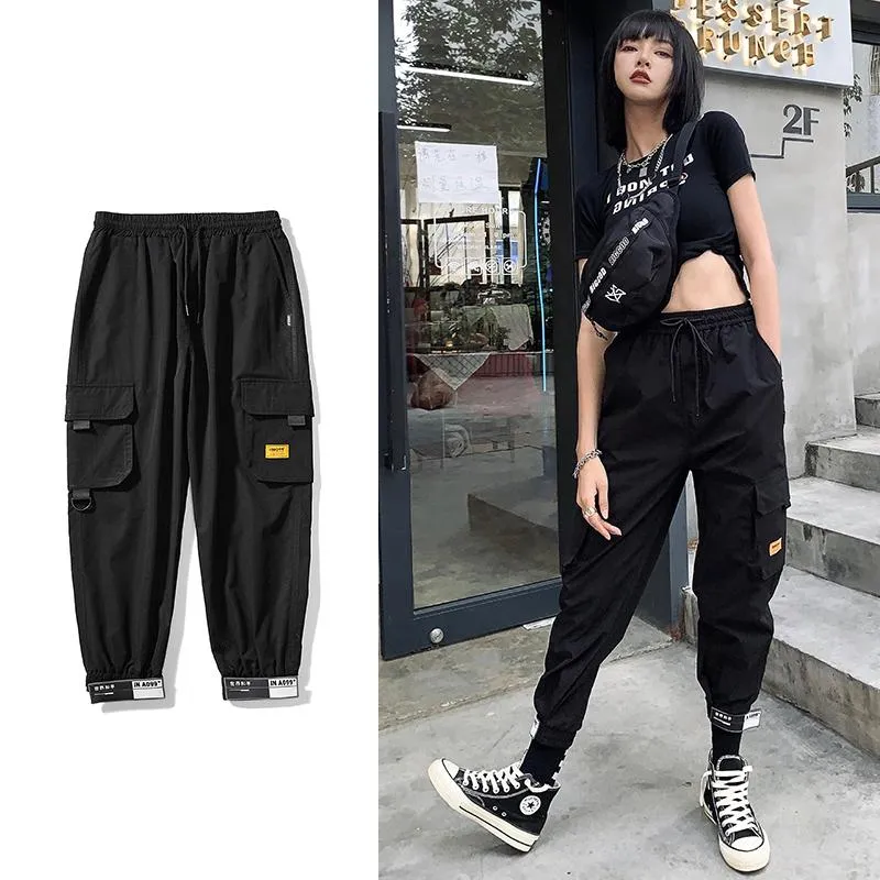 Women's Pants & Capris Cargo Women Men Summer 2023 Ribbons Hip Hop Casual Joggers Trousers Streetwear Harajuku Sweat