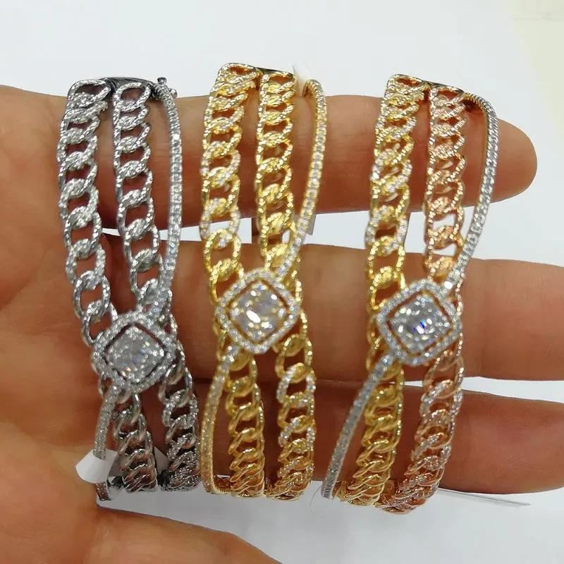 Bangle Soramoore Maxi Tamanho Crossover 3 Cores Bracelet for Women Wedding Party Zircon Engagement Dubai Bridal Jewelry Gifts