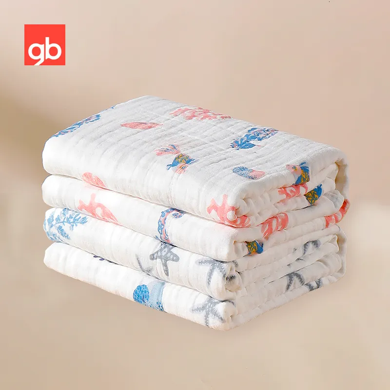 Quilts Goodbaby Musselin-Steppdecke, 6-lagige Mulldecke, Wickeldecke für Babys, Spuckdecke, Baby-Geschenk, superweiches Badetuch, 119,9 x 119,9 cm, 230317