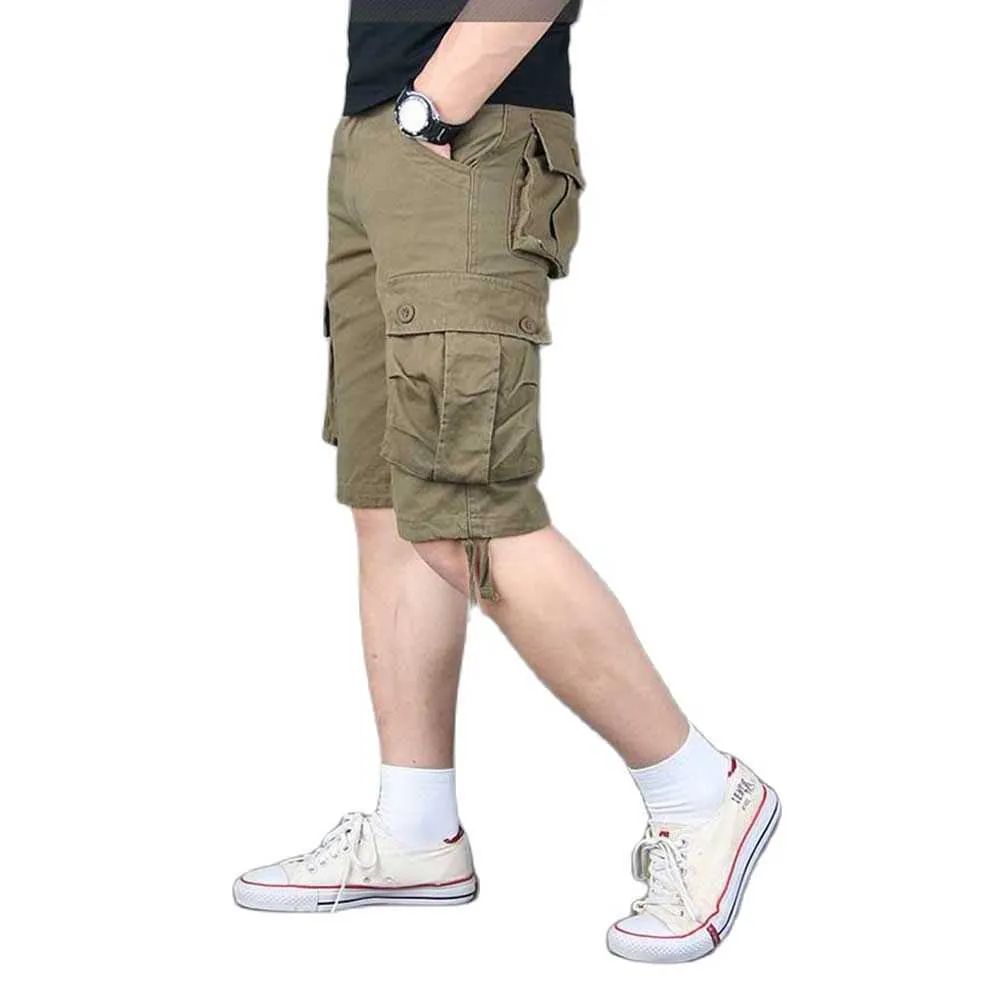 Herr shorts mode last shorts bomull män avslappnade taktiska shorts byxor lösa baggy strandshorts militär armé stil rak korta kläder g230316