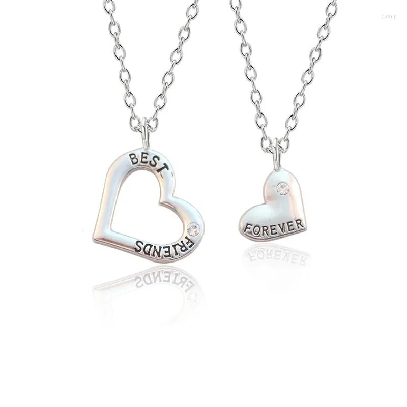 Collares colgantes 2 unids/set collar de amigos para mujeres niñas corazón rompecabezas cristal hueco hacia fuera BFF amistad para siempre joyería