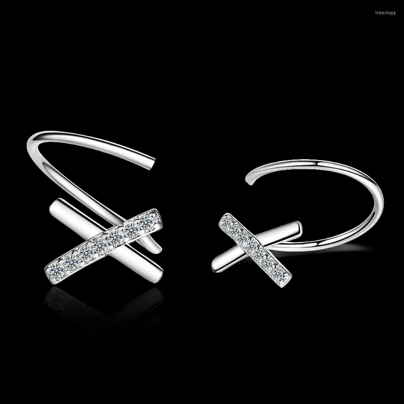 Boucles d'oreilles créoles en argent Sterling 925, courbe rotative ondulée, boucle d'oreille croisée pour femme, bijoux de charme, cadeau